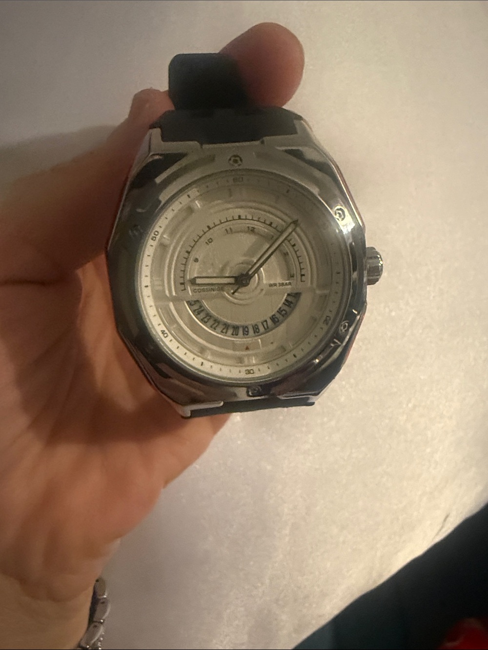 Silver-Tone Men's Analog Watch with White Dial